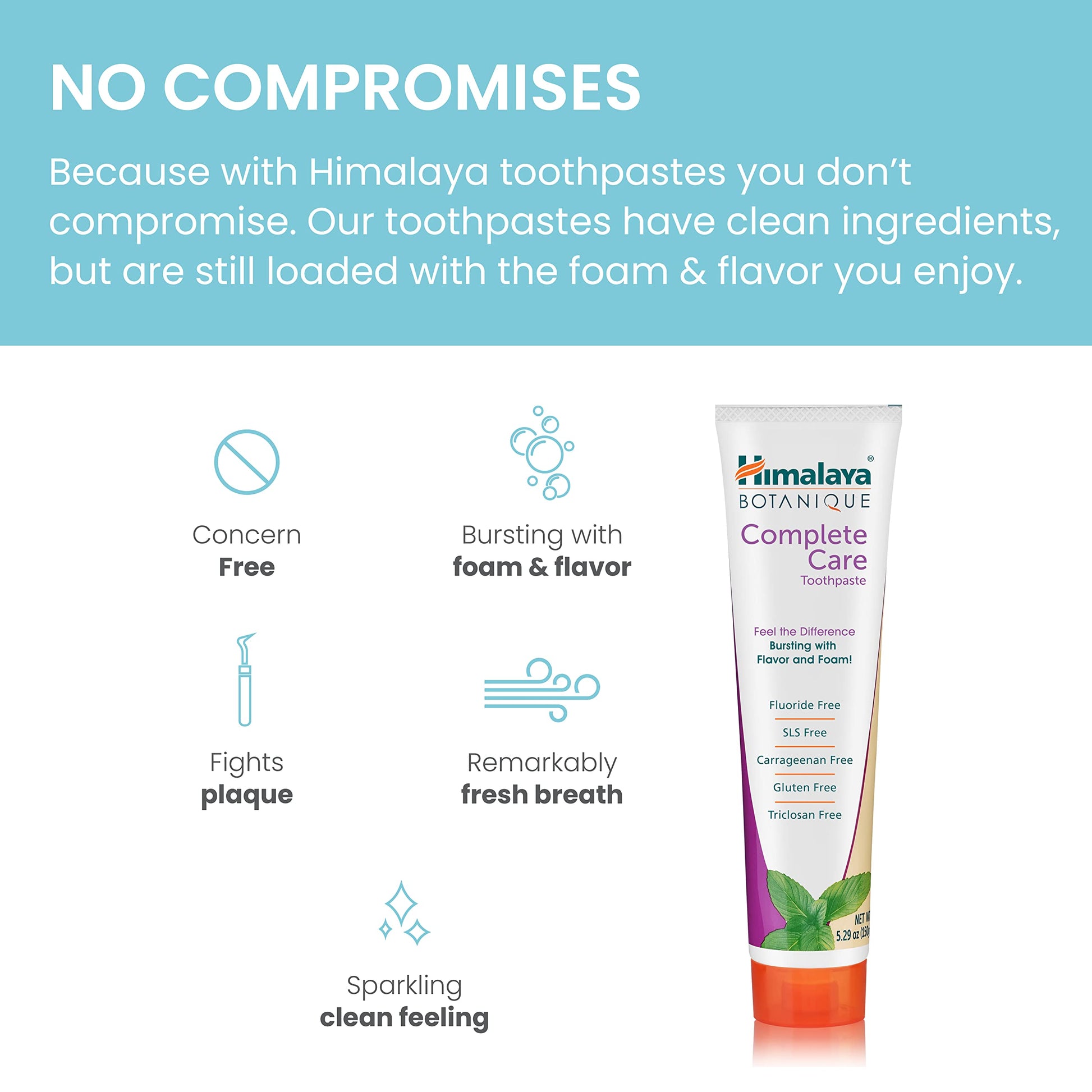 Himalaya Botanique Complete Care Toothpaste, Variety Pack - Fluoride Free Toothpaste for Clean Teeth & Fresh Breath - Vegan, Gluten Free, No Artificial Flavors, 5.29 oz (Pack of 4) - Nirvana Guru