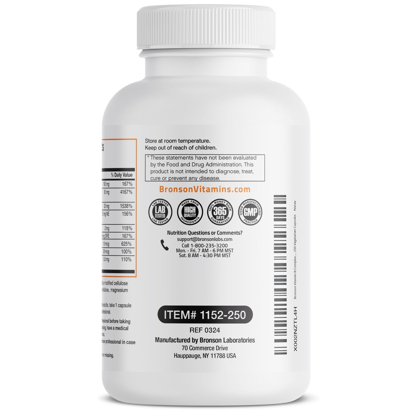 Bronson Vitamin B Complex with Vitamin C - Immune Health, Energy Support & Nervous System Support - Non-GMO, 250 Vegetarian Capsules Nirvana Guru