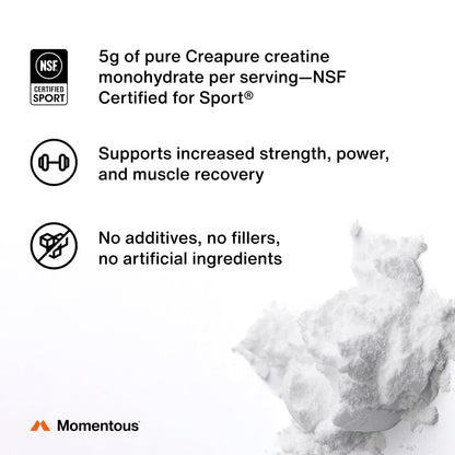Momentous Creatine Monohydrate Powder - Creapure® Creatine Powder Supports Strength, Lean Muscle, & Recovery for Men & Women - 5 g per Serving - 90 Servings Nirvana Guru