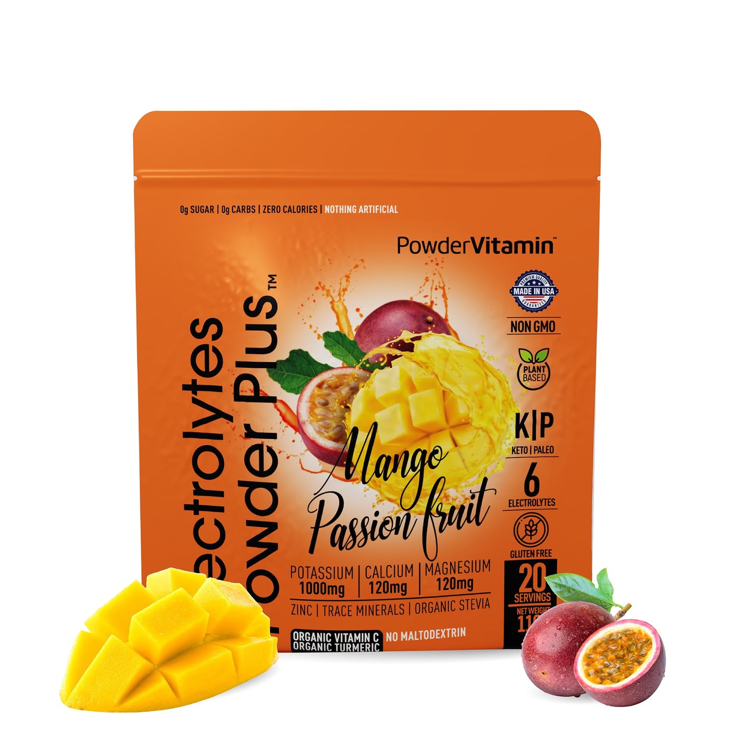 PowerVitamin Lemonade Electrolytes Powder No Sugar for Daily Energy - Keto Electrolytes - Hydration Powder with 1000mg Potassium, 120mg Calcium, Magnesium, Organic Vitamin C, 100 Servings