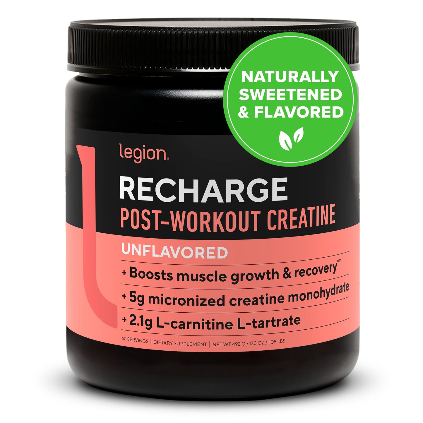LEGION Recharge Post Workout Drink - Micronized Creatine Monohydrate Natural Post Workout Recovery Drink - Muscle Builder & Recovery Booster Post Workout Supplements (Strawberry Lemonade, 30 Servings) Nirvana Guru