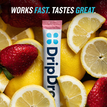DripDrop Sugar Free Hydration Packets - Zero Classic Variety Pack - Single Serve Electrolytes Powder Drink Mix - Lemon Lime, Watermelon, Peach, Passion Fruit - Non-GMO, Gluten Free, Vegan - 32 Sticks