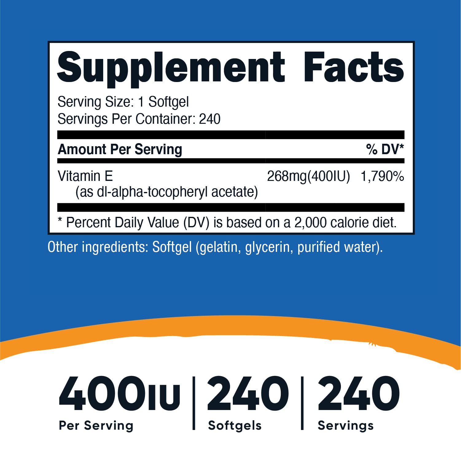 Nutricost Vitamin E 400 IU, 240 Softgel Capsules - Gluten Free, Non-GMO Nirvana Guru