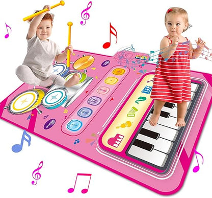 Toys for 1 Year Old Girl Gifts,2 in 1 Piano Mat Montessori Toys for 1 2 Year Old Girl,Educational Musical Toy First Birthday Gifts for 1 2 3 Year Old Girls,Christmas Stocking Stuffers for Toddler Girl nirvanaguru