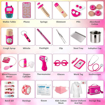 Doctor Kit for Kids Girls, 34 Pcs Kids Doctor Kit for Toddlers 3-5 with Medical Storage Bag & Real Stethoscope, Pretend Play Set for Boys Girls Fun Role Playing Game nirvanaguru