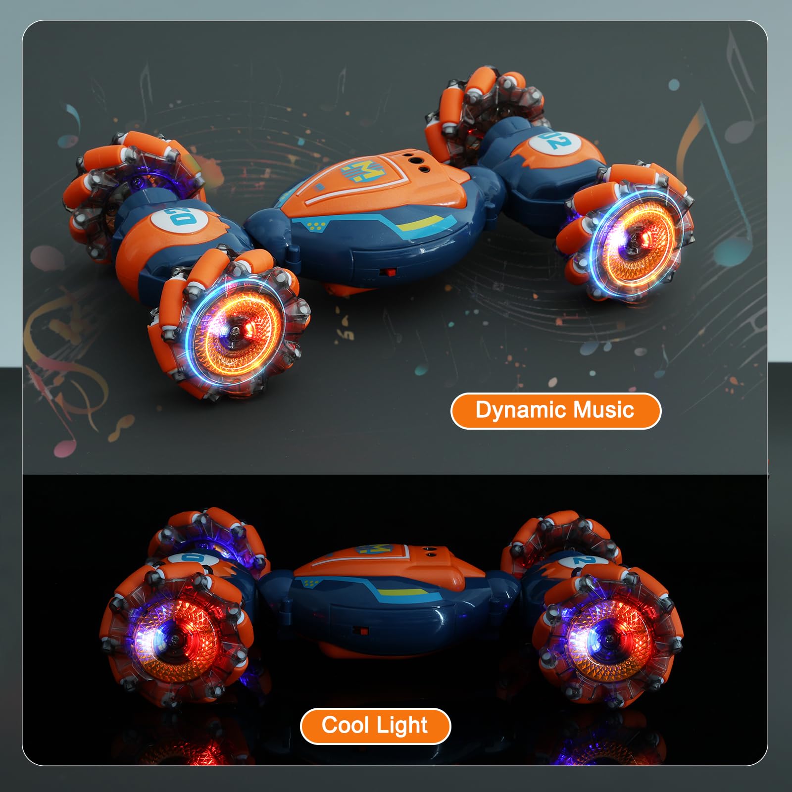 Gesture Sensing RC Stunt Car - Boys Toys Age 6-8-12, 4WD Hand Controlled Remote Control Twist Car with Light & Music, Cool Birthday Presents and Ideas Gifts for Kids Age 7 9 10 11 12 Years Old Nirvana Guru
