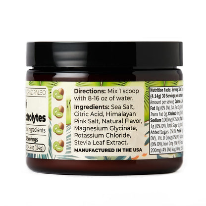 Santa Cruz Paleo Electrolyte Powder, Lemonade Flavor, Sugar Free Hydration Drink Mix with Himalayan Pink Salt, Sea Salt, Magnesium Glycinate, Potassium Chloride, Sweetened with Stevia, 30 Servings