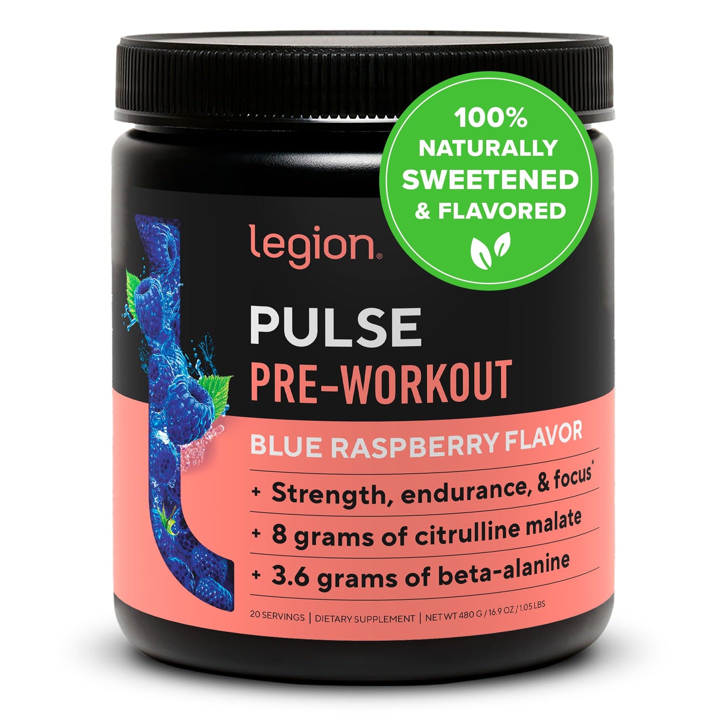 LEGION Pulse Pre Workout Supplement - All Natural Nitric Oxide Preworkout Drink to Boost Energy, Creatine Free, Naturally Sweetened, Beta Alanine, Citrulline, Alpha GPC (Fruit Punch) Nirvana Guru
