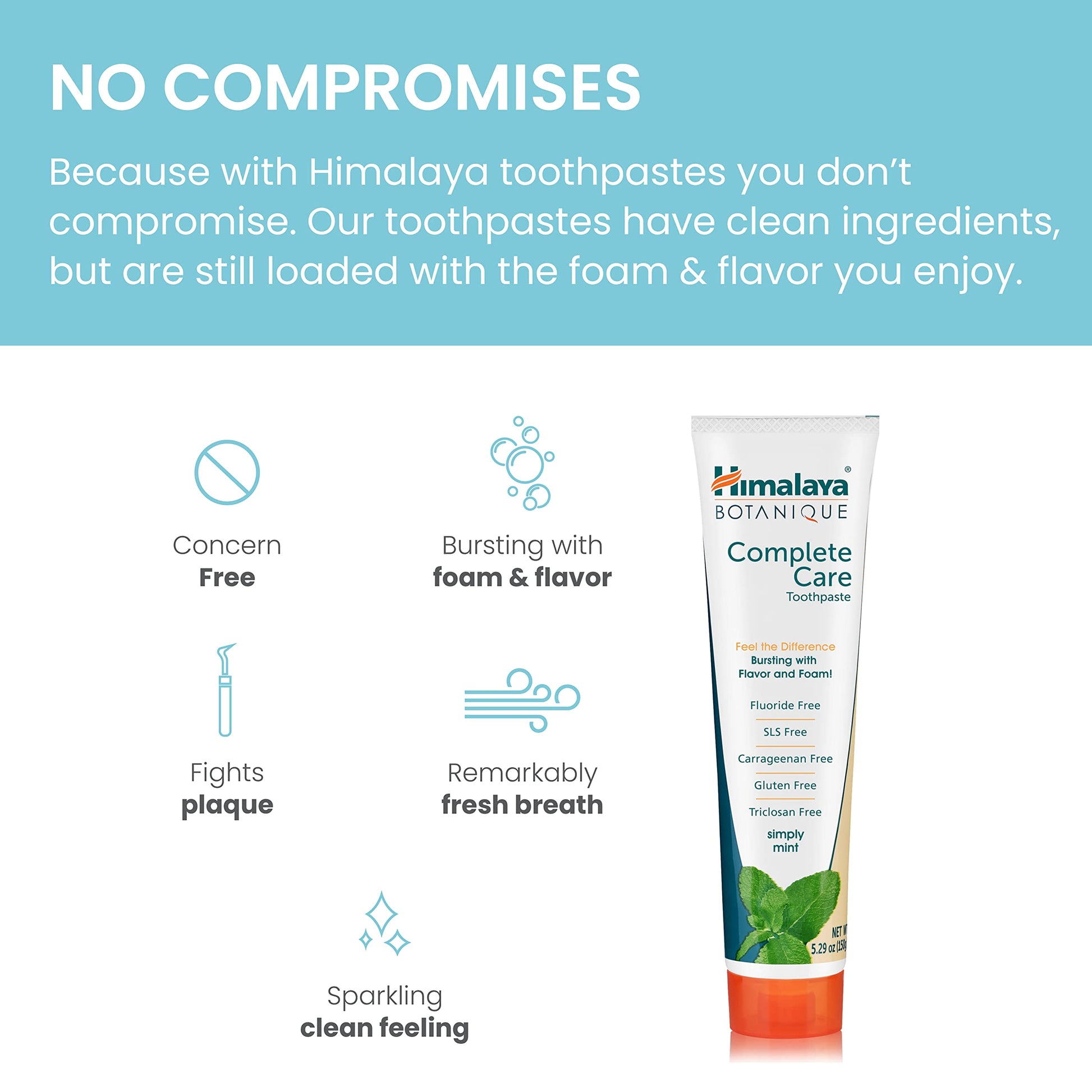 Himalaya Botanique Complete Care Toothpaste, Variety Pack - Fluoride Free Toothpaste for Clean Teeth & Fresh Breath - Vegan, Gluten Free, No Artificial Flavors, 5.29 oz (Pack of 4) - Nirvana Guru