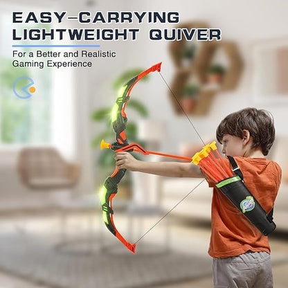 Bow and Arrow Set for Kids, 2-Pack LED Light Up Archery Set with 20 Suction Cup Arrows, Indoor and Outdoor Toy for Boys Girls Age 4-8 8-12 with Standing Target&2 Quivers, Birthday Gift 3-12 Years Old Nirvana Guru