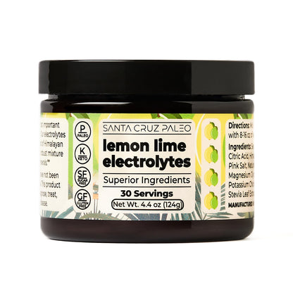 Santa Cruz Paleo Electrolyte Powder, Lemonade Flavor, Sugar Free Hydration Drink Mix with Himalayan Pink Salt, Sea Salt, Magnesium Glycinate, Potassium Chloride, Sweetened with Stevia, 30 Servings
