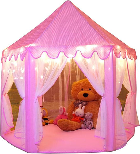 Monobeach Princess Tent Girls Large Playhouse Kids Castle Play Tent with Star Lights Toy for Children Indoor and Outdoor Games, 55'' x 53'' (DxH) Nirvana Guru