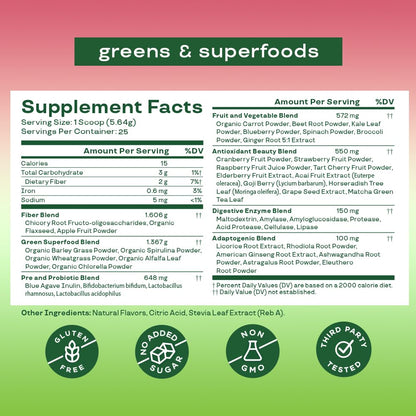 Bloom Nutrition Greens and Superfoods Powder for Digestive Health, Greens Powder, Digestive Enzymes, Probiotics, Spirulina, Chlorella for Bloating & Gut Support, Green Juice, 30 SVG, Strawberry Kiwi