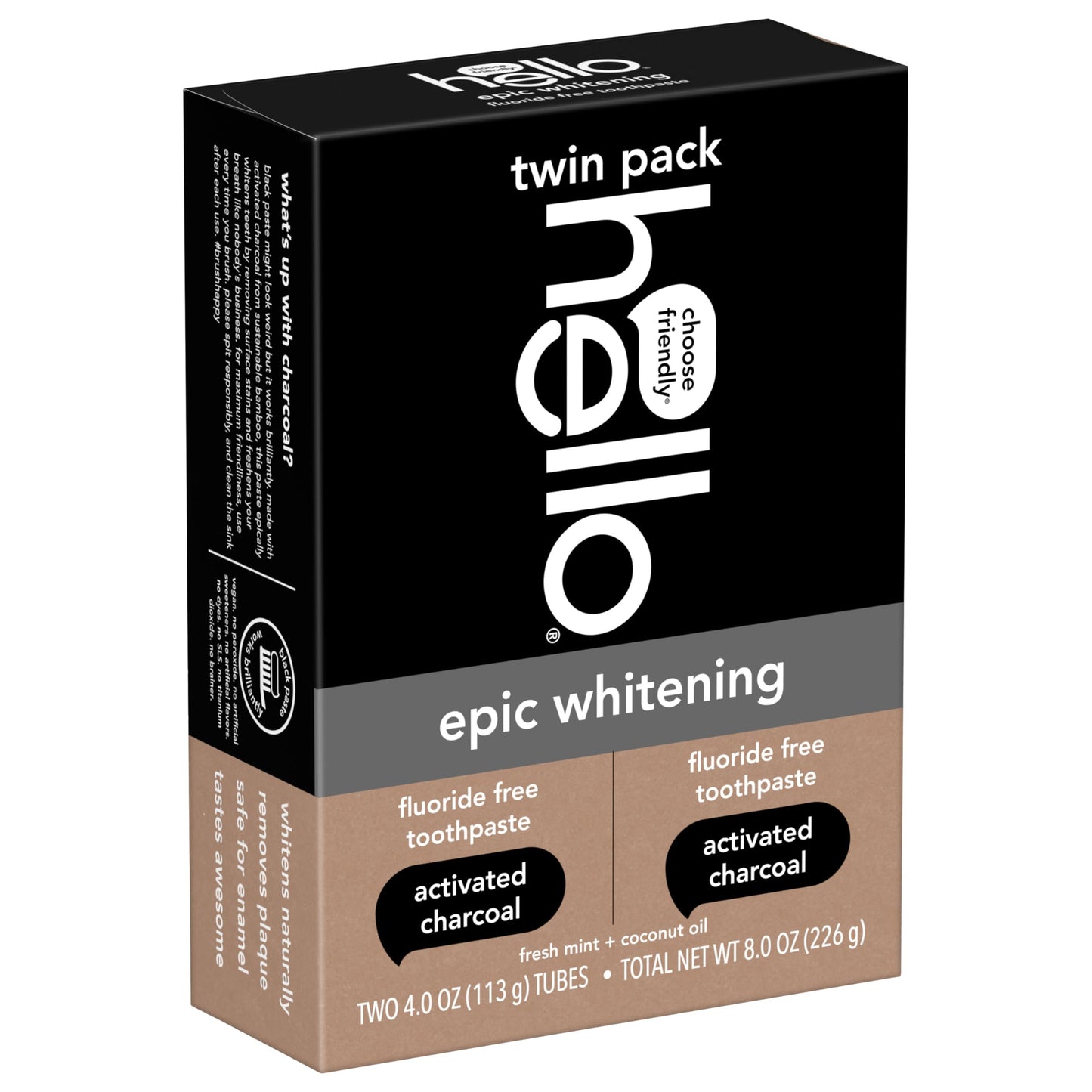 Hello Activated Charcoal Toothpaste, Fluoride Free with Activated Charcoal, Teeth Whitening Toothpaste with Fresh Mint and Coconut Oil, No SLS, Vegan, Gluten Free, 3 Pack, 4 OZ Tubes Nirvana Guru