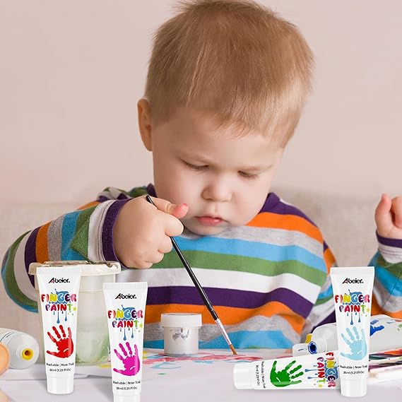 ABEIER Washable Finger Paint for Toddlers, Safe Non-Toxic, 12 Vibrant Colors (1.21fl oz), Baby Safe Paint for Hand and Feet, Mess Free Art Supplies for Kids, Preschool Learning Gifts, Ages 1-3 4 5 6+ nirvanaguru