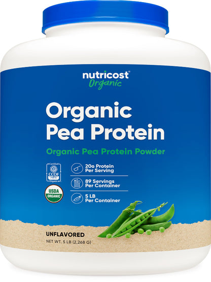 Nutricost Organic Pea Protein Isolate Powder (5LBS) - Unflavored, Certified USDA Organic, Protein from Plants, Vegetarian Friendly, Gluten Free, Non-GMO - Nirvana Guru