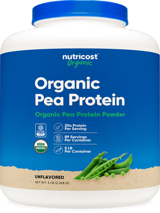 Nutricost Organic Pea Protein Isolate Powder (5LBS) - Unflavored, Certified USDA Organic, Protein from Plants, Vegetarian Friendly, Gluten Free, Non-GMO - Nirvana Guru