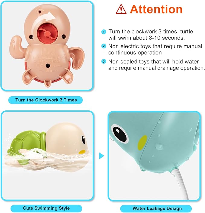 Bath Toys for Toddlers 1-3 Year Old Boys Gifts,Swimming Turtle Bath Toys, Floating Wind-up Bathtub Toys for Baby, Toddler Pool Water Toys for 1 2 3 4 Year Old Boys Girls Gifts nirvanaguru