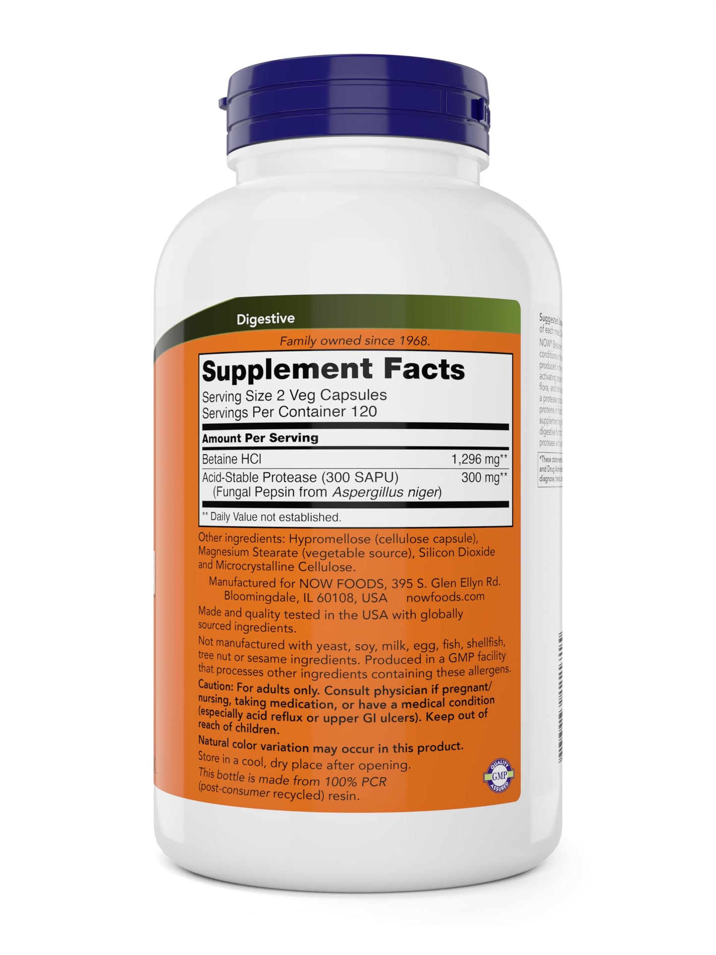 NOW Foods Supplements, Betaine HCl 648 mg, Vegetarian Formula, Digestive Support*, 120 Veg Capsules - Nirvana Guru