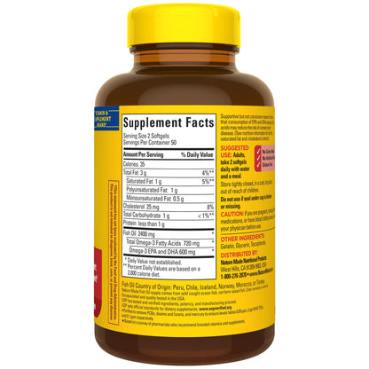 Nature Made Fish Oil Omega 3 Supplements, 1200mg Softgels, Omega 3 Fish Oil for Healthy Heart Support, 100 Softgels, 50 Day Supply Nirvana Guru