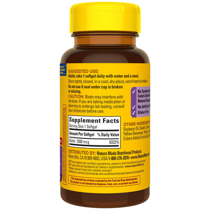 Nature Made Extra Strength Biotin 2500 mcg, Dietary Supplement For Healthy Hair, Skin & Nail Support, 150 Softgels, 150 Day Supply - Nirvana Guru