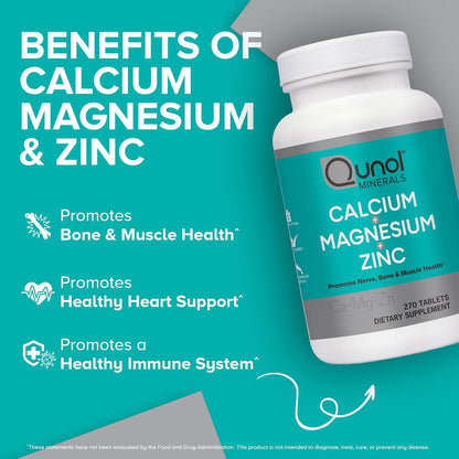 Qunol Calcium 3 in 1 Tablets with Calcium, Magnesium & Zinc for Immune Support, Bone, Nerve, and Muscle Health Supplement, 270 Count Nirvana Guru