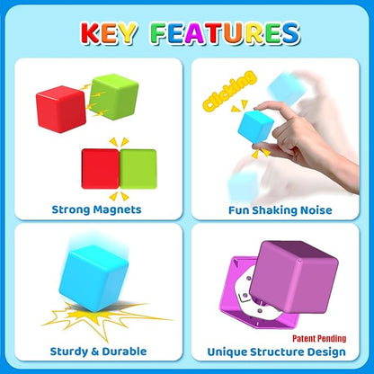 Magnetic Building Blocks Large, 1.65 inch Magnetic Stacking Cubes for Toddlers, Sensory & Montessori Toys for Boys & Girls 1 2 3 Years Old (12 PCS) nirvanaguru