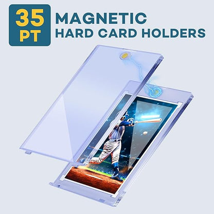 20ct Magnetic Card Holders, 35pt One Touch Card Holder, U-V Protection Hard Plastic Case for Trading Cards, Display Case for Sports, Baseball, Football, Game Cards nirvanaguru