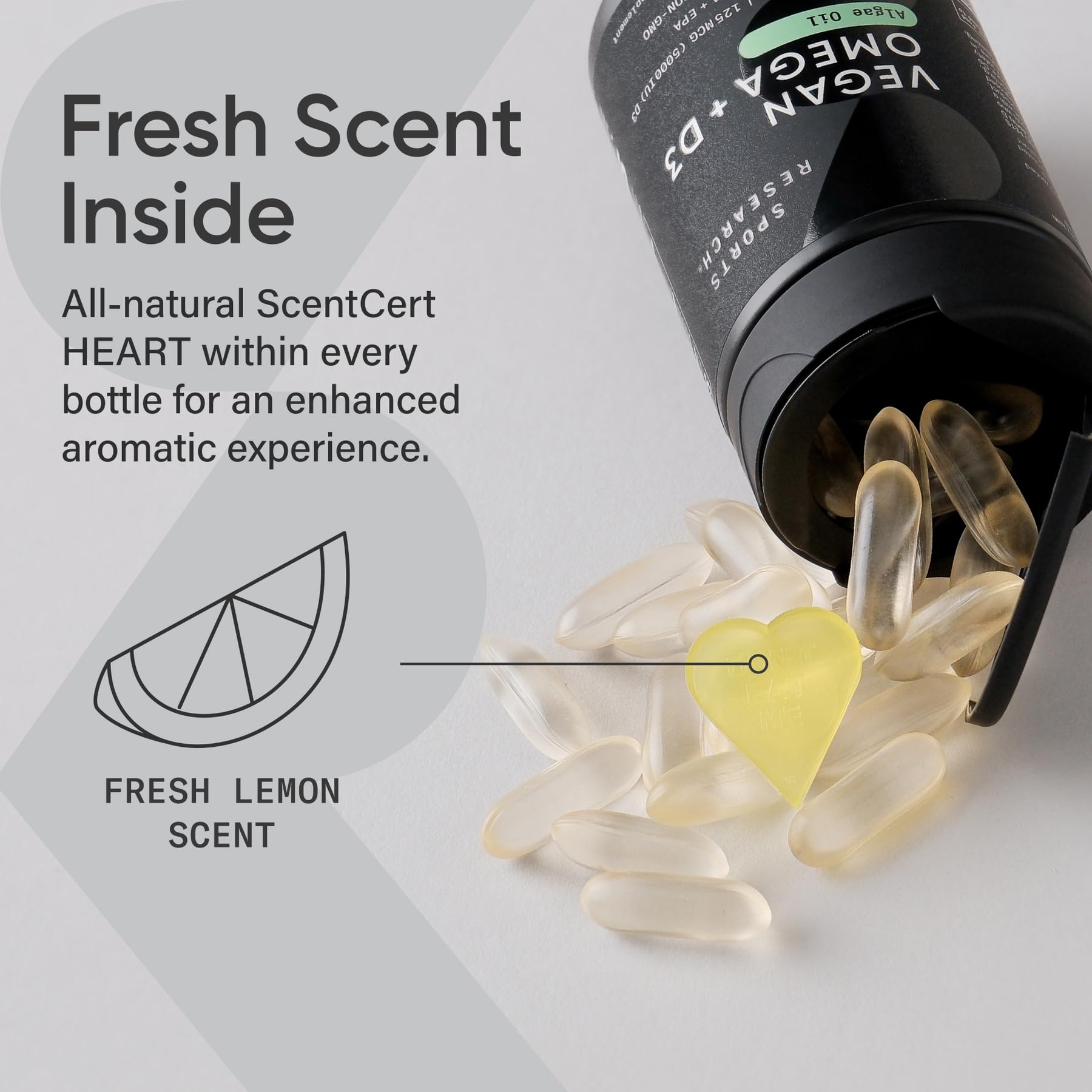 Sports Research Vegan Omega-3 Fish Oil Alternative from Algae Oil - Highest Levels of DHA & EPA Fatty Acids | Non-GMO Verified & Vegan Certified - Fresh Lemon Scent - 60 Veggie Softgels - Nirvana Guru