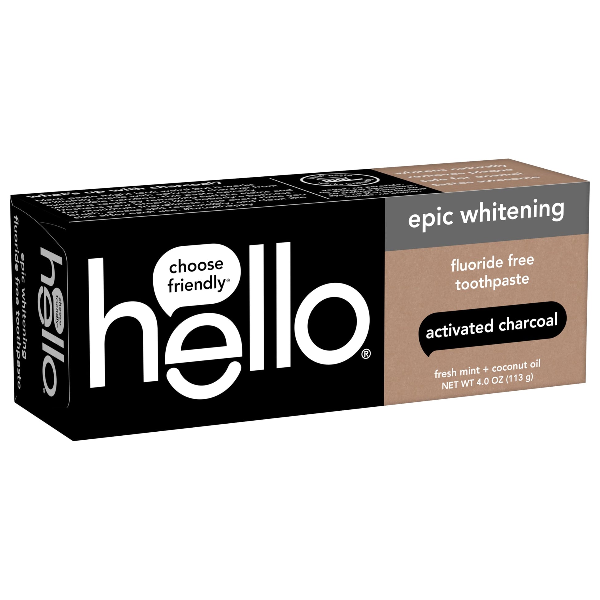 Hello Activated Charcoal Toothpaste, Fluoride Free with Activated Charcoal, Teeth Whitening Toothpaste with Fresh Mint and Coconut Oil, No SLS, Vegan, Gluten Free, 3 Pack, 4 OZ Tubes Nirvana Guru