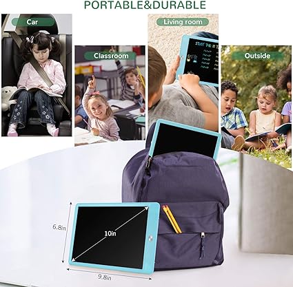 TEKFUN LCD Writing Tablet Doodle Board, 10inch Colorful Drawing Tablet Writing Pad, Kids Travel Essentials, Toddler Toys for 3 4 5 6 7 8 Year Old Girls Boys (Blue) nirvanaguru