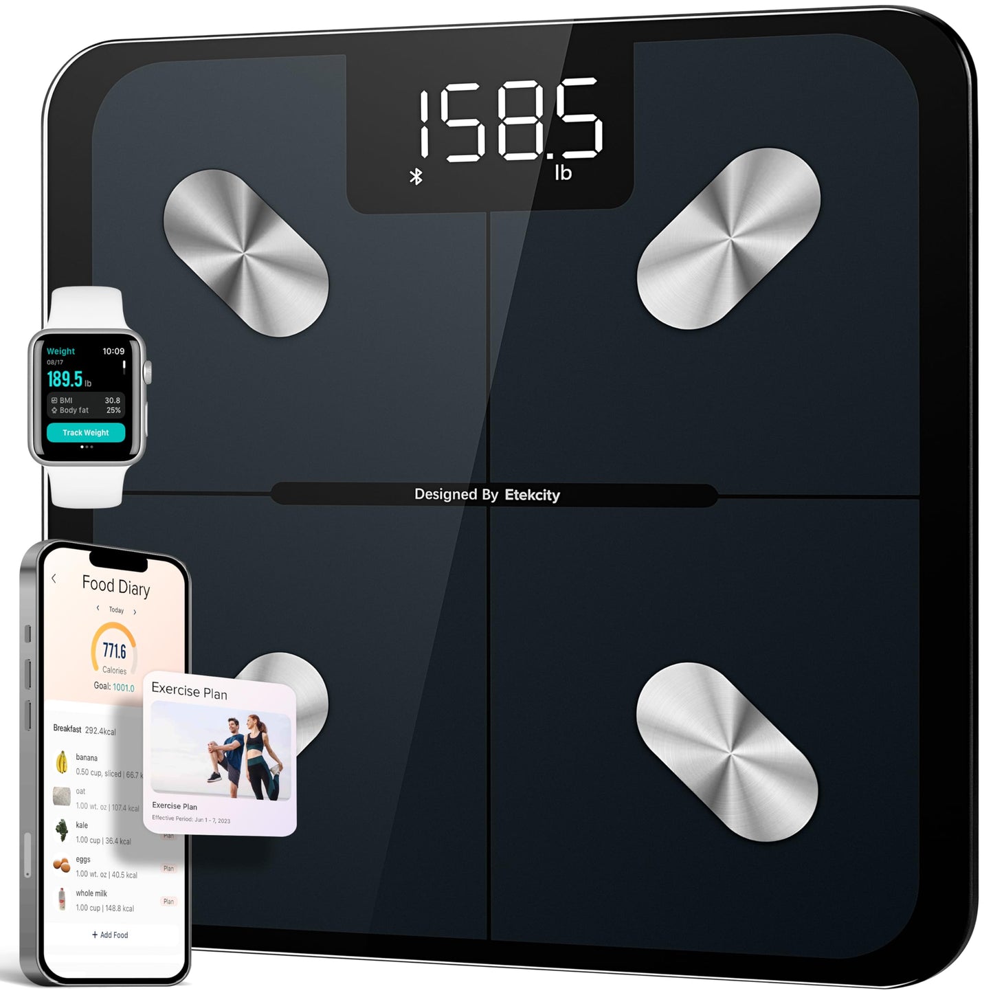 Etekcity Smart Scale for Body Weight FSA HSA Store Eligible, Bathroom Digital Weighing Scale with BMI, Body Fat, Muscle Mass, Accurate Bluetooth Home User Health Equipment Sync Apps Nirvana Guru