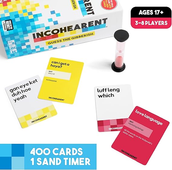 WHAT DO YOU MEME? Incohearent, The Guess The Gibberish Party Game by Relatable, A Funny Card Game for Adults, Great for Game Night Games, Includes 400 Cards, Instructions, and 1 Sand Timer nirvanaguru