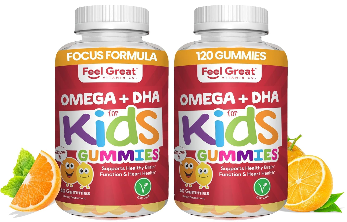 Feel Great Vitamin Co. Complete DHA Gummies for Kids | with Omega 3 6 9 + DHA, Vitamin C | Supports Healthy Brain Function, Vision & Heart Health | Gluten Free, Vegetarian | 60 Gummies Nirvana Guru