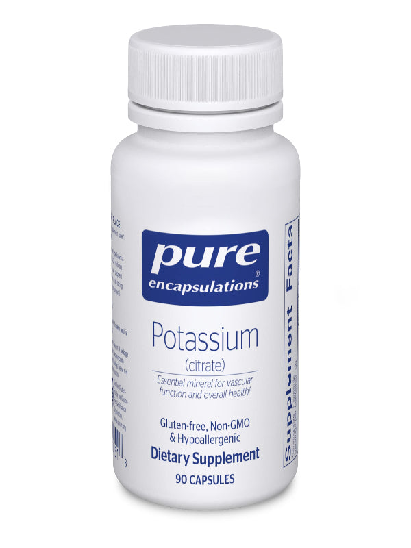 Pure Encapsulations Potassium (Citrate) - Essential Electrolyte Supplement to Support Nerve & Muscle Function, Adrenals, Hormones, Heart Health & Energy* - Potassium Citrate Capsule - 180 Capsules Nirvana Guru