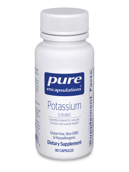 Pure Encapsulations Potassium (Citrate) - Essential Electrolyte Supplement to Support Nerve & Muscle Function, Adrenals, Hormones, Heart Health & Energy* - Potassium Citrate Capsule - 180 Capsules Nirvana Guru