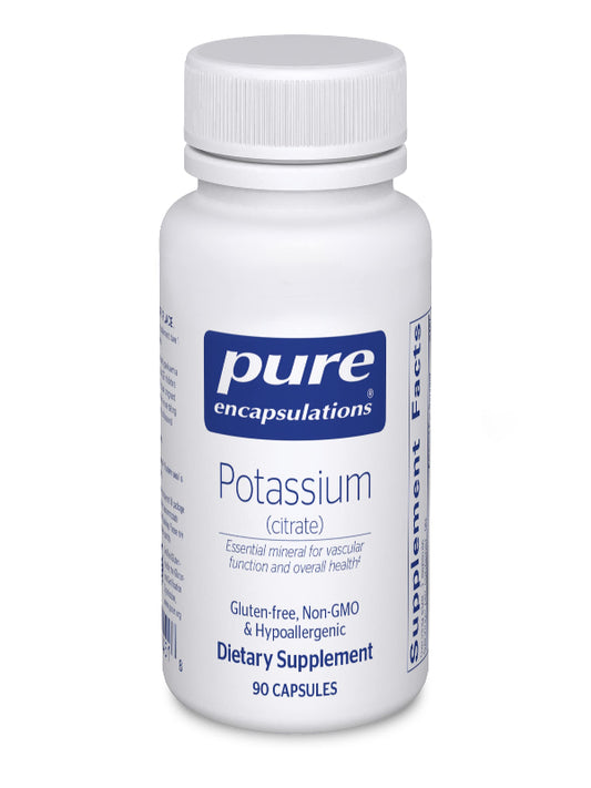 Pure Encapsulations Potassium (Citrate) - Essential Electrolyte Supplement to Support Nerve & Muscle Function, Adrenals, Hormones, Heart Health & Energy* - Potassium Citrate Capsule - 180 Capsules Nirvana Guru