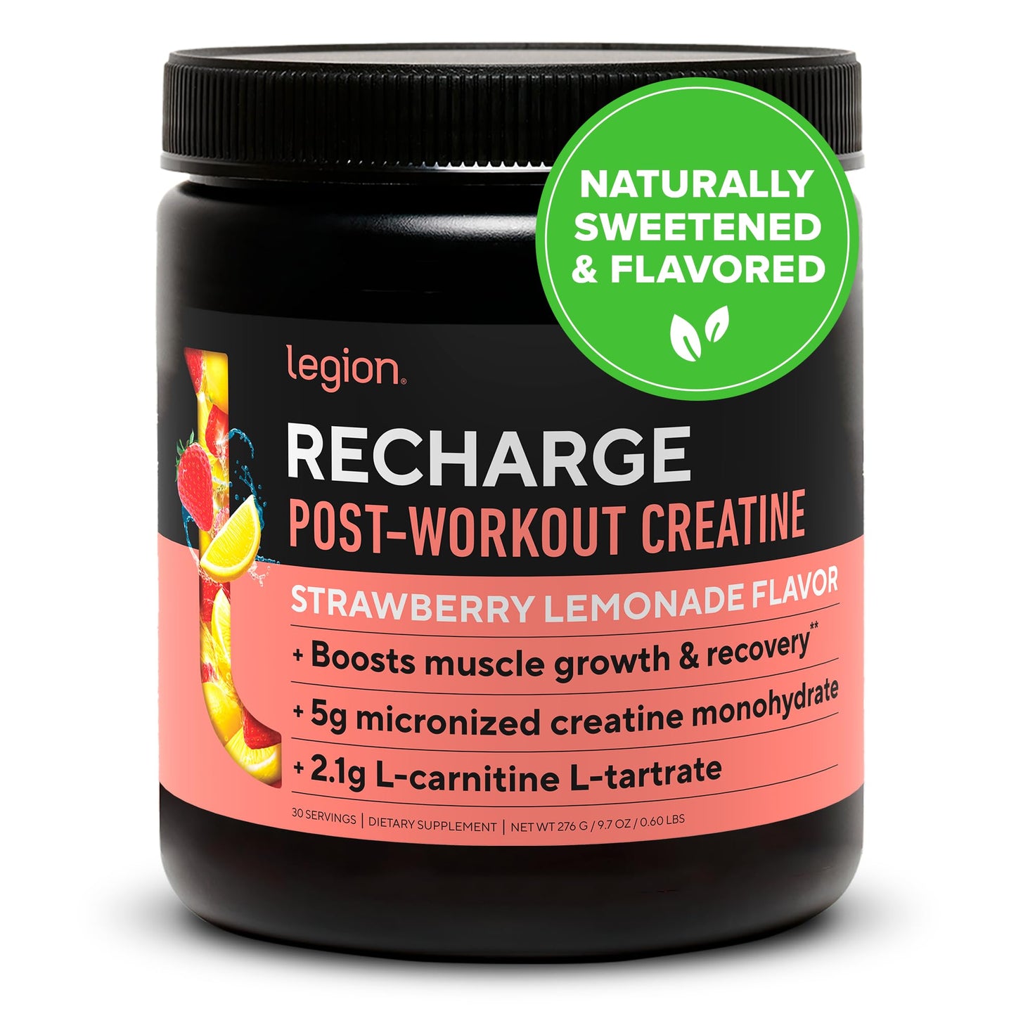 LEGION Recharge Post Workout Drink - Micronized Creatine Monohydrate Natural Post Workout Recovery Drink - Muscle Builder & Recovery Booster Post Workout Supplements (Strawberry Lemonade, 30 Servings) Nirvana Guru