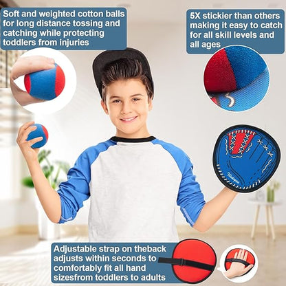 Toss and Catch Ball Game, Kids Toddler Baseball Glove & Catch Ball Toys, Kids Outdoor Games for Family, Toys for Beach Pool Yard Outside, Birthday Gift for Ages 3 4 5 6 7 8-12 Year Old Boys Girls nirvanaguru