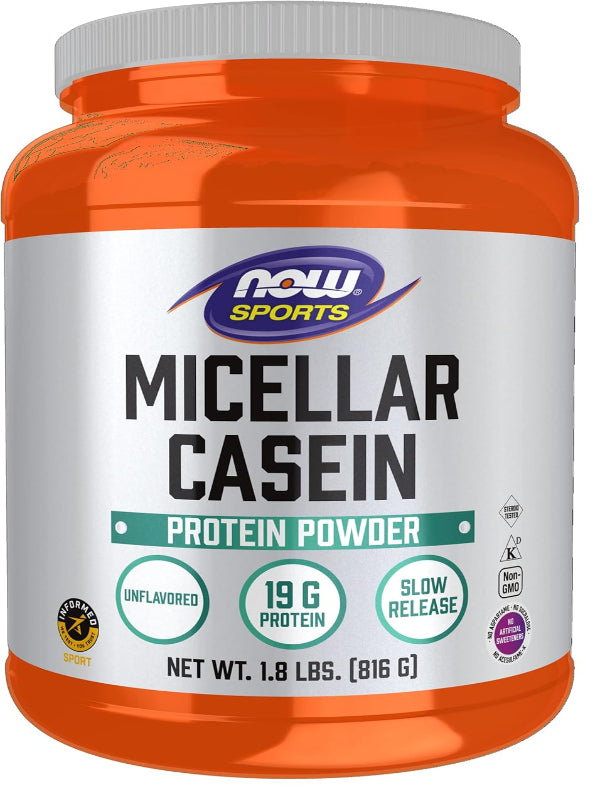 NOW Foods Sports Nutrition, Micellar Casein 19 g, Slow Release, Unflavored Powder, 1.8-Pound - Nirvana Guru