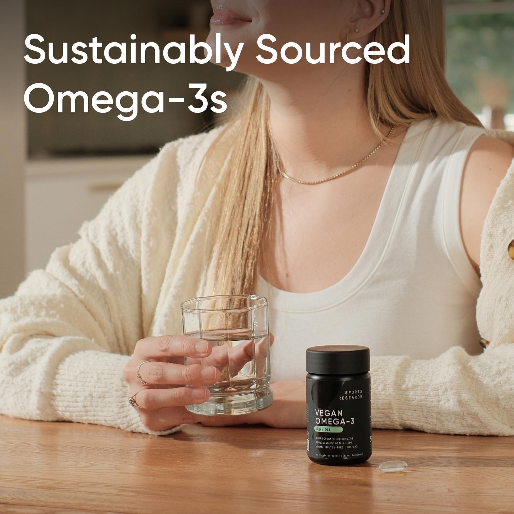 Sports Research Vegan Omega-3 Fish Oil Alternative from Algae Oil - Highest Levels of DHA & EPA Fatty Acids | Non-GMO Verified & Vegan Certified - Fresh Lemon Scent - 60 Veggie Softgels - Nirvana Guru