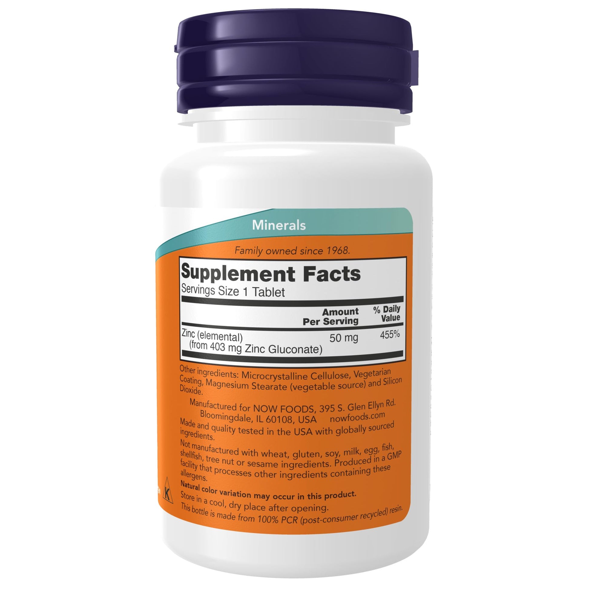 NOW Foods Supplements, Zinc (Zinc Gluconate) 50 mg, Supports Enzyme Functions*, Immune Support*, 100 Tablets - Nirvana Guru