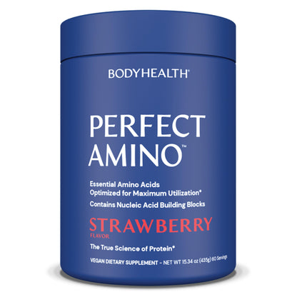 BodyHealth PerfectAmino Powder - BCAA and EAA Powder for Pre and Post Workout - Amino Acid Energy Drink for Men and Women to Support Lean Muscle and Recovery - Strawberry - 30 Servings Nirvana Guru
