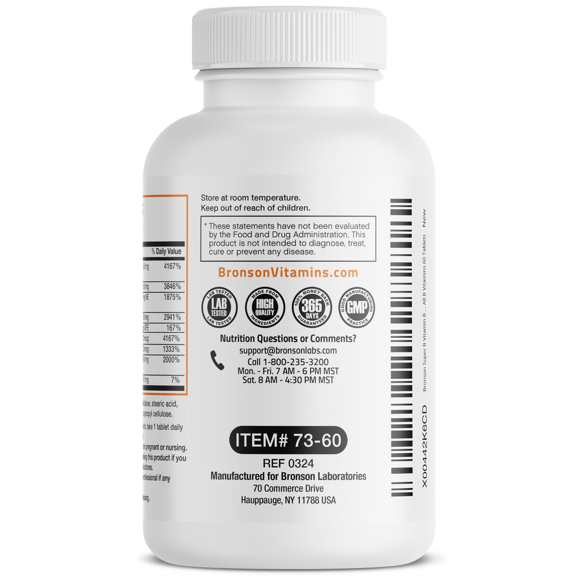 Bronson Super B Vitamin B Complex Sustained Slow Release (Vitamin B1, B2, B3, B6, B9 - Folic Acid, B12) Contains All B Vitamins 60 Tablets Nirvana Guru