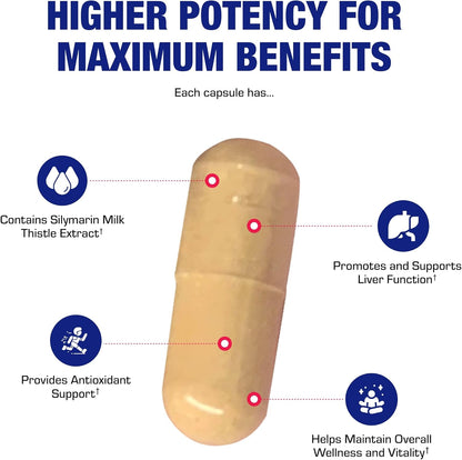 Silymarin Milk Thistle Extract Capsules - Clinical Milk Thistle Liver Supplements for Women & Men with Standardized 80% Silymarin for Liver Cleanse Detox Support - Vegan Made in The USA - 50 Servings Nirvana Guru