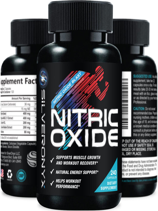 Extra Strength Nitric Oxide Supplement 3X Strength L Arginine, Citrulline Malate, AAKG, Beta Alanine - Premium Muscle Supporting Nitric Booster - Natural Energy & Heart Health Support - 180 Capsules Nirvana Guru