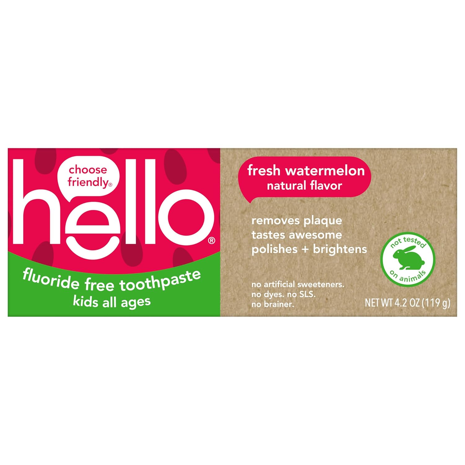 hello Fresh Watermelon Fluoride Free Kids Toothpaste, 4.2 Oz Tube Nirvana Guru