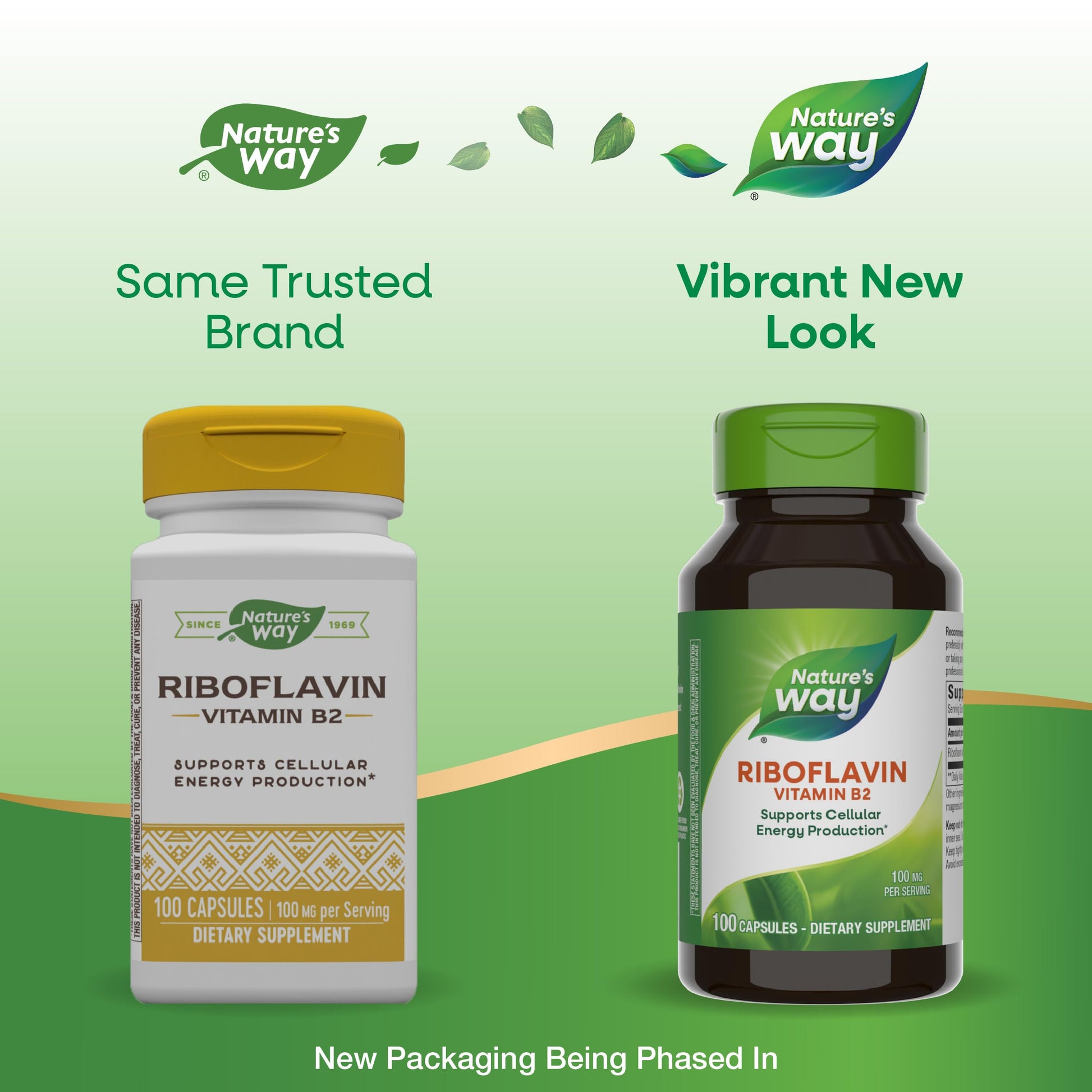 Nature's Way Riboflavin Vitamin B2, Supports Cellular Energy Production*, High Potency Riboflavin, 100 mg per Serving, 100 Capsules (Packaging May Vary) - Nirvana Guru