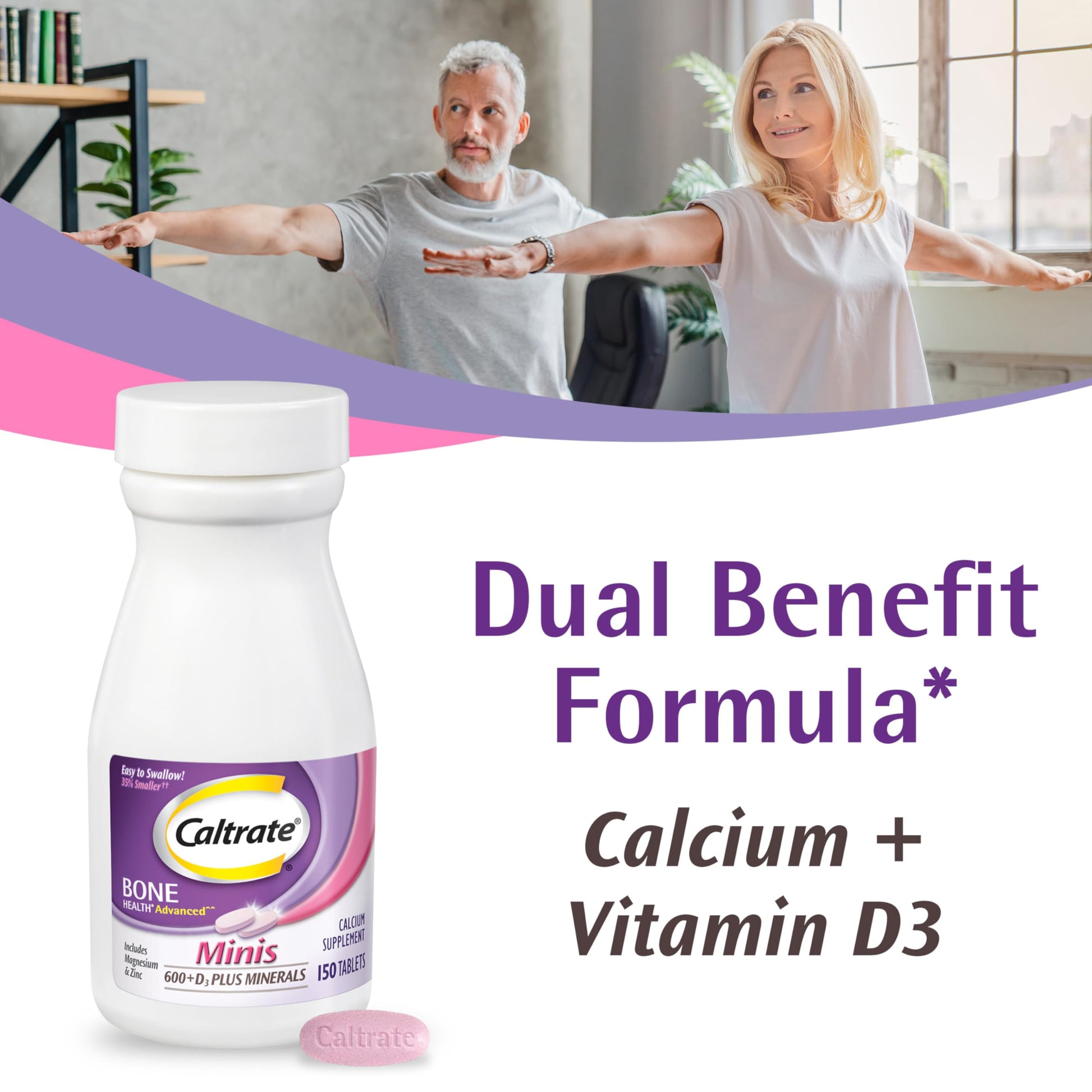 Caltrate Minis 600 Plus D3 Plus Minerals Calcium and Vitamin D Supplement Tablets, Bone Health and Mineral Supplement for Adults - 150 Count Nirvana Guru