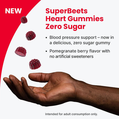 HumanN SuperBeets Heart Gummies - Beet Gummy with Energy Support, Grape Seed Extract & Beetroot Powder, Sugar Free - Pomegranate Berry Flavor, 60 Count - Nirvana Guru